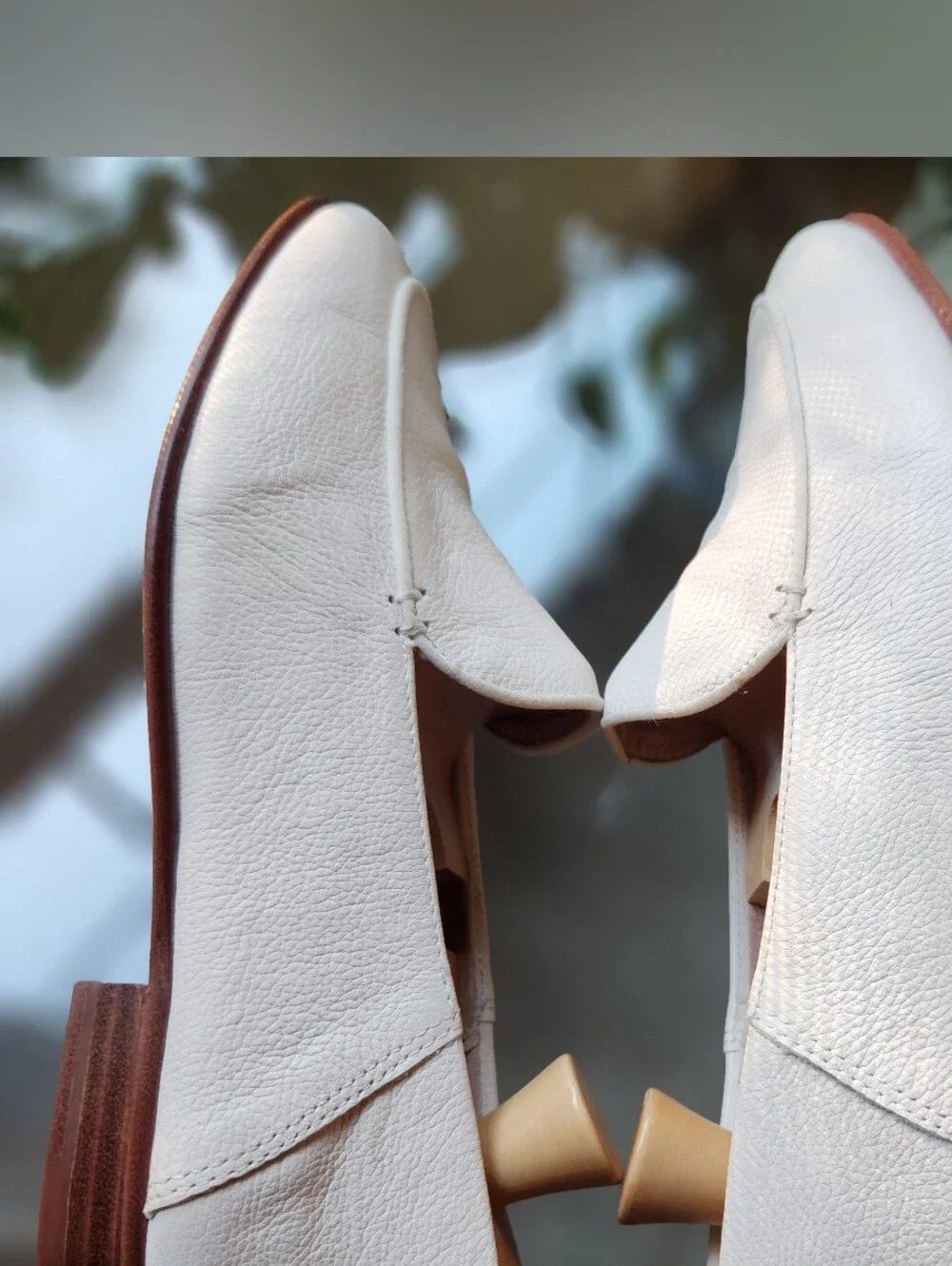 Antonio Melani Fedella Ivory Cream Leather Venetian Slip On Loafers Shoes 6.5